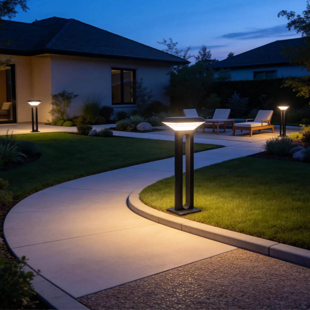 CPD1201 lights around a residential lawn and path