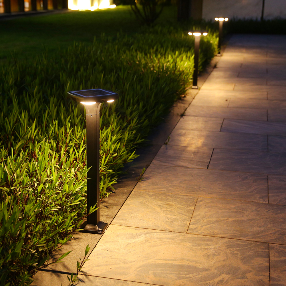 CPD2804 lawn lights illuminating a planted walkway