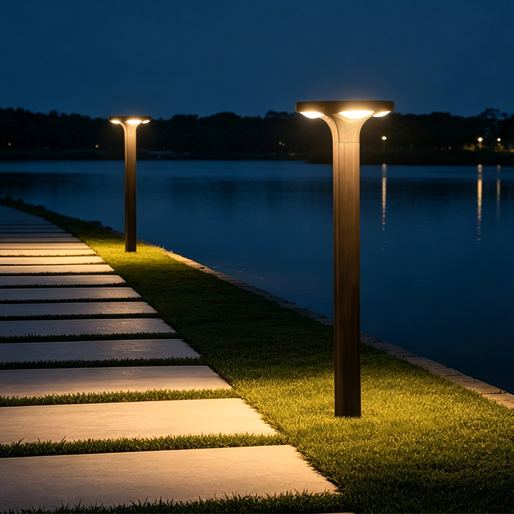 CPD2804 lawn lights illuminating a waterside path