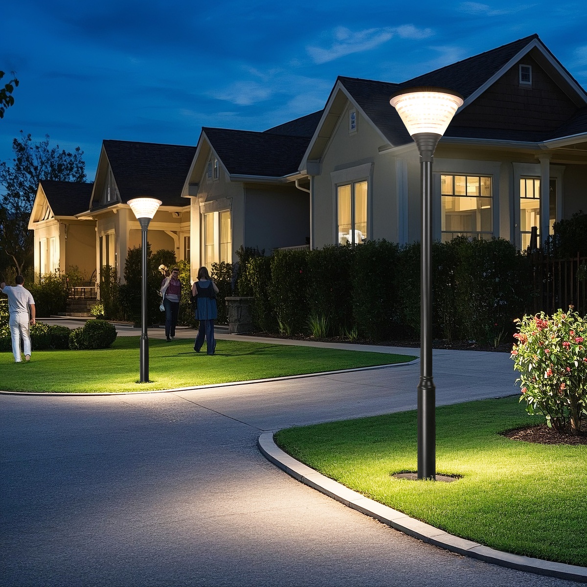 Garden lights in a shared residential outdoor area